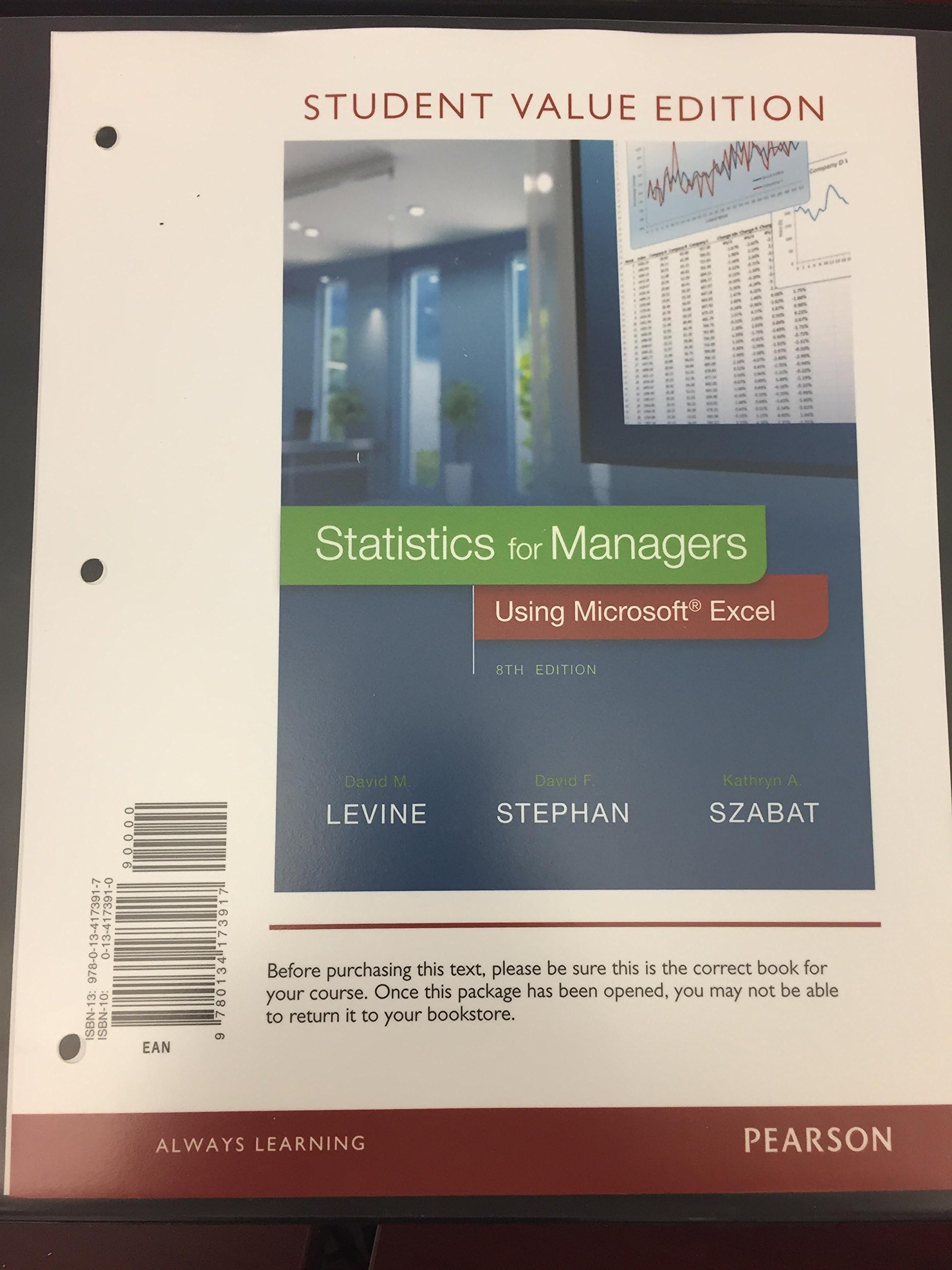 Statistics for Managers Using Microsoft Excel — used book cover