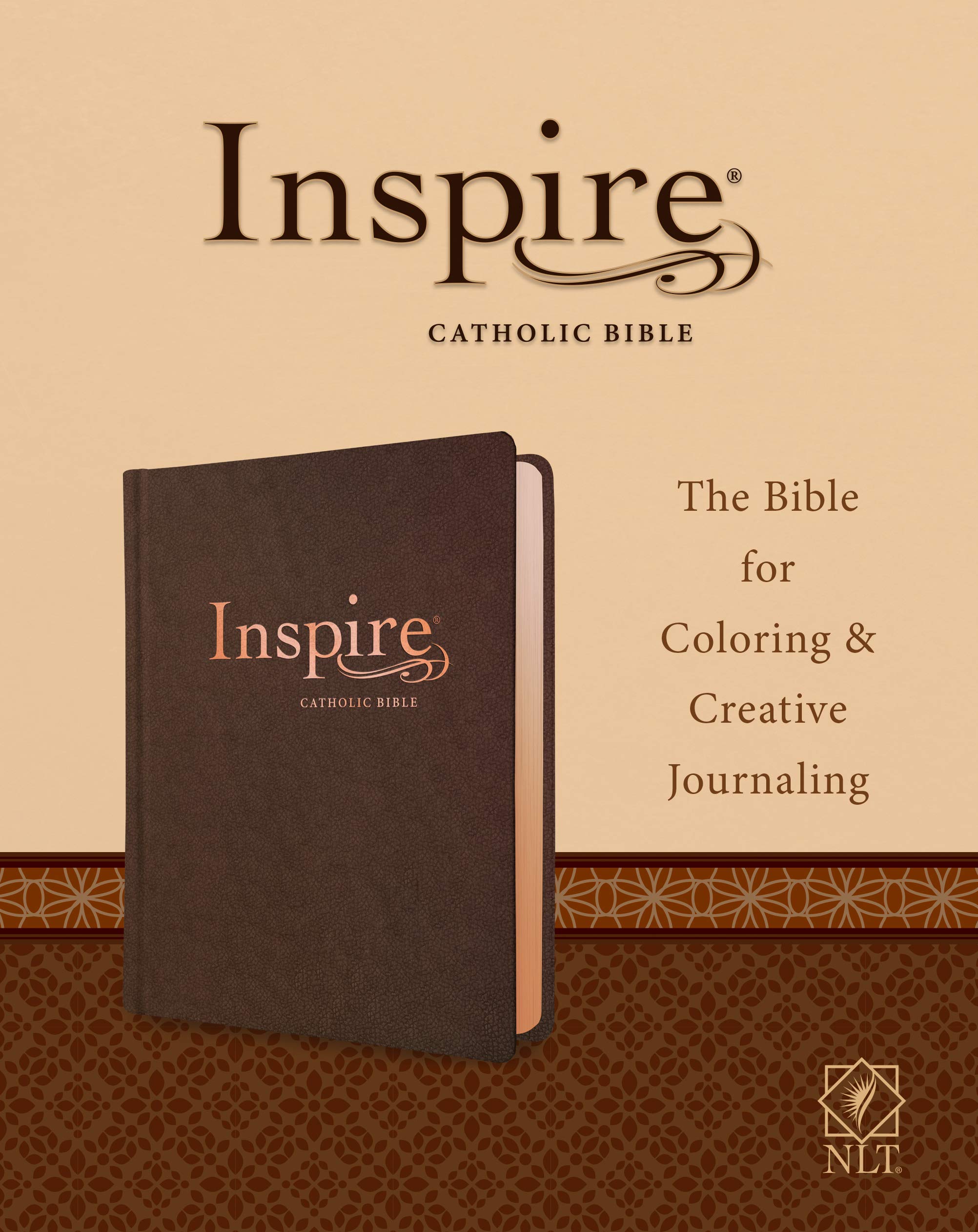 Inspire Catholic Bible NLT (LeatherLike, Dark Brown): The Bible for Coloring & Creative Journaling