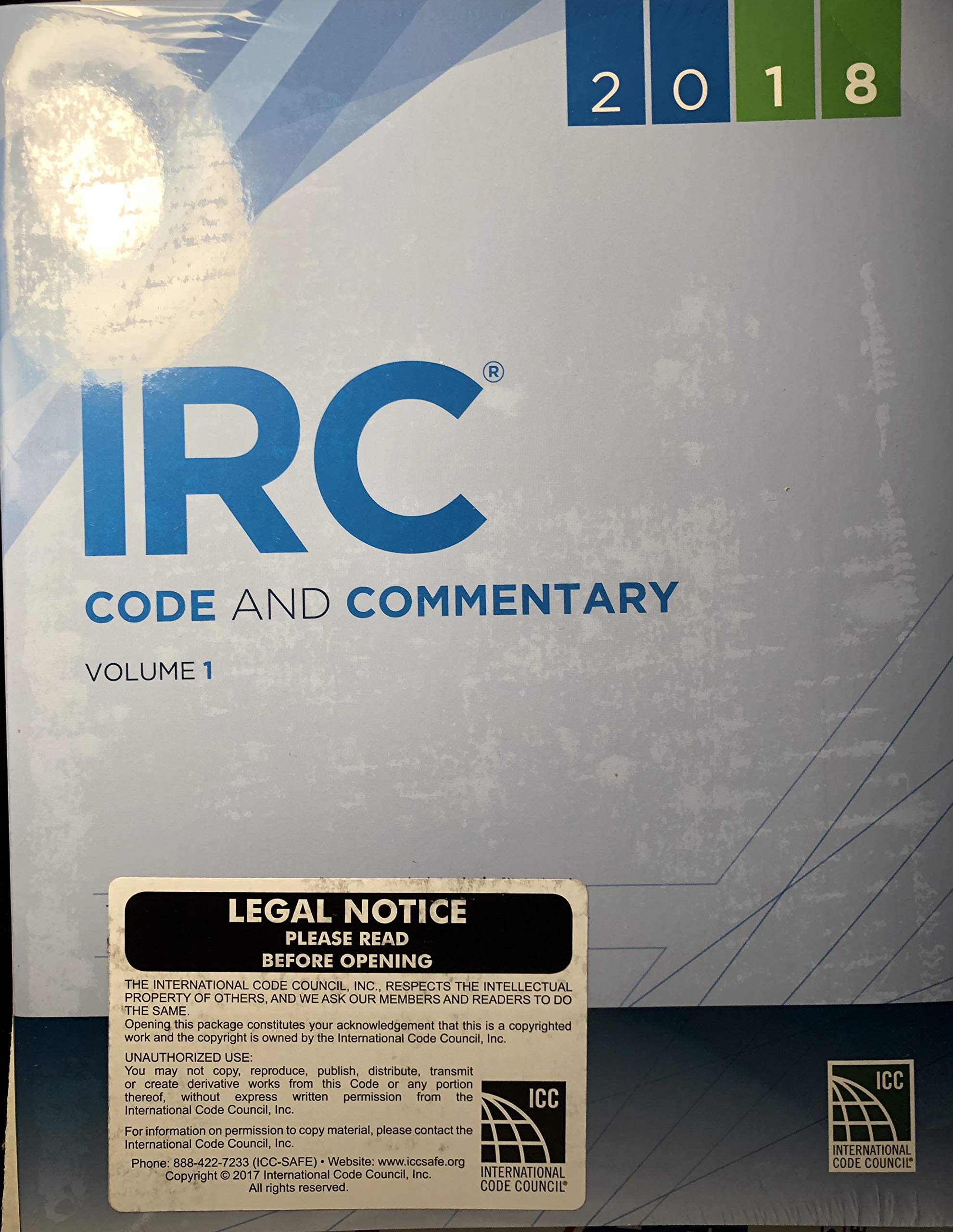 2018 IRC® Code and Commentary, Volume 1 — used book cover