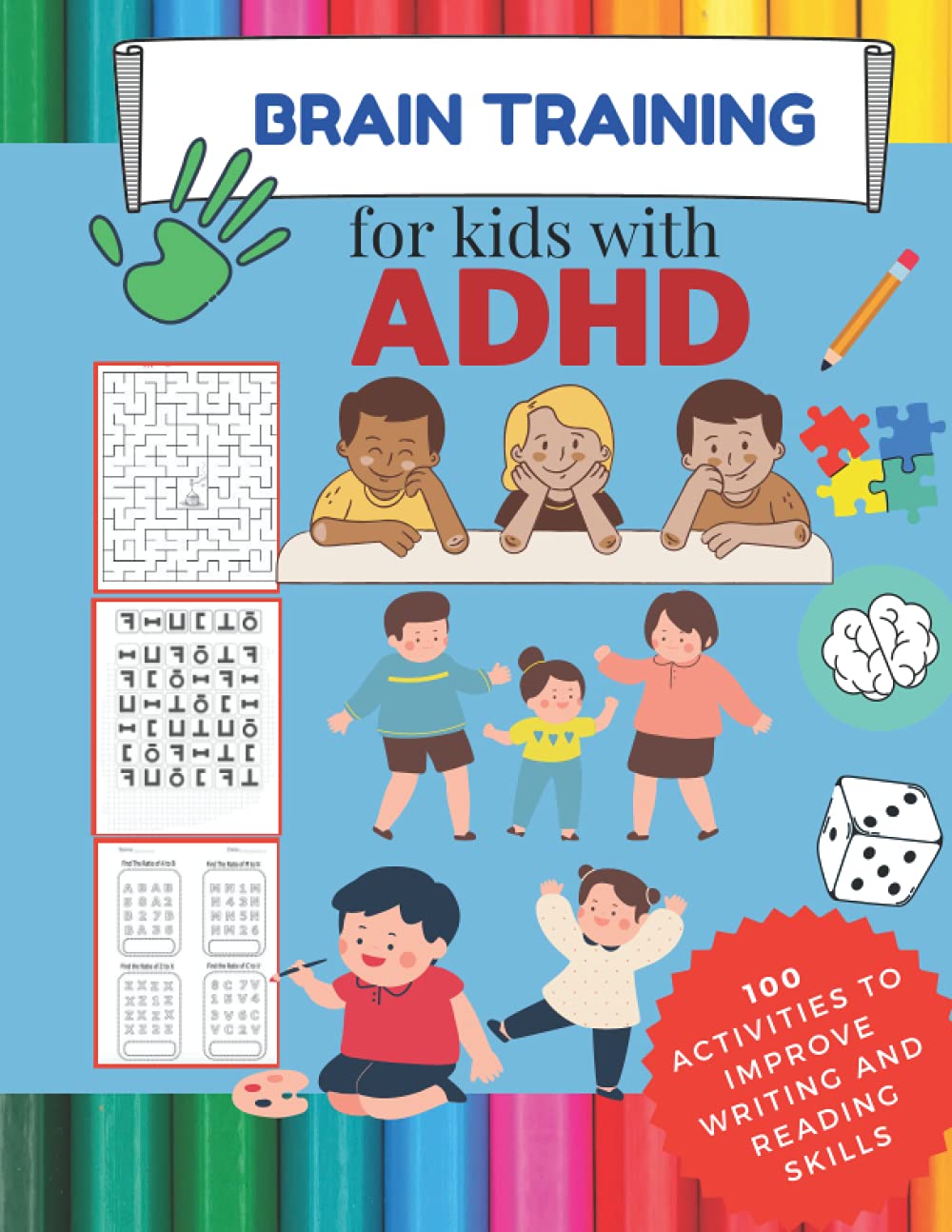 BRAIN TRAINING for kids with ADHD- 100 activities to improve writing and reading skills — used book cover