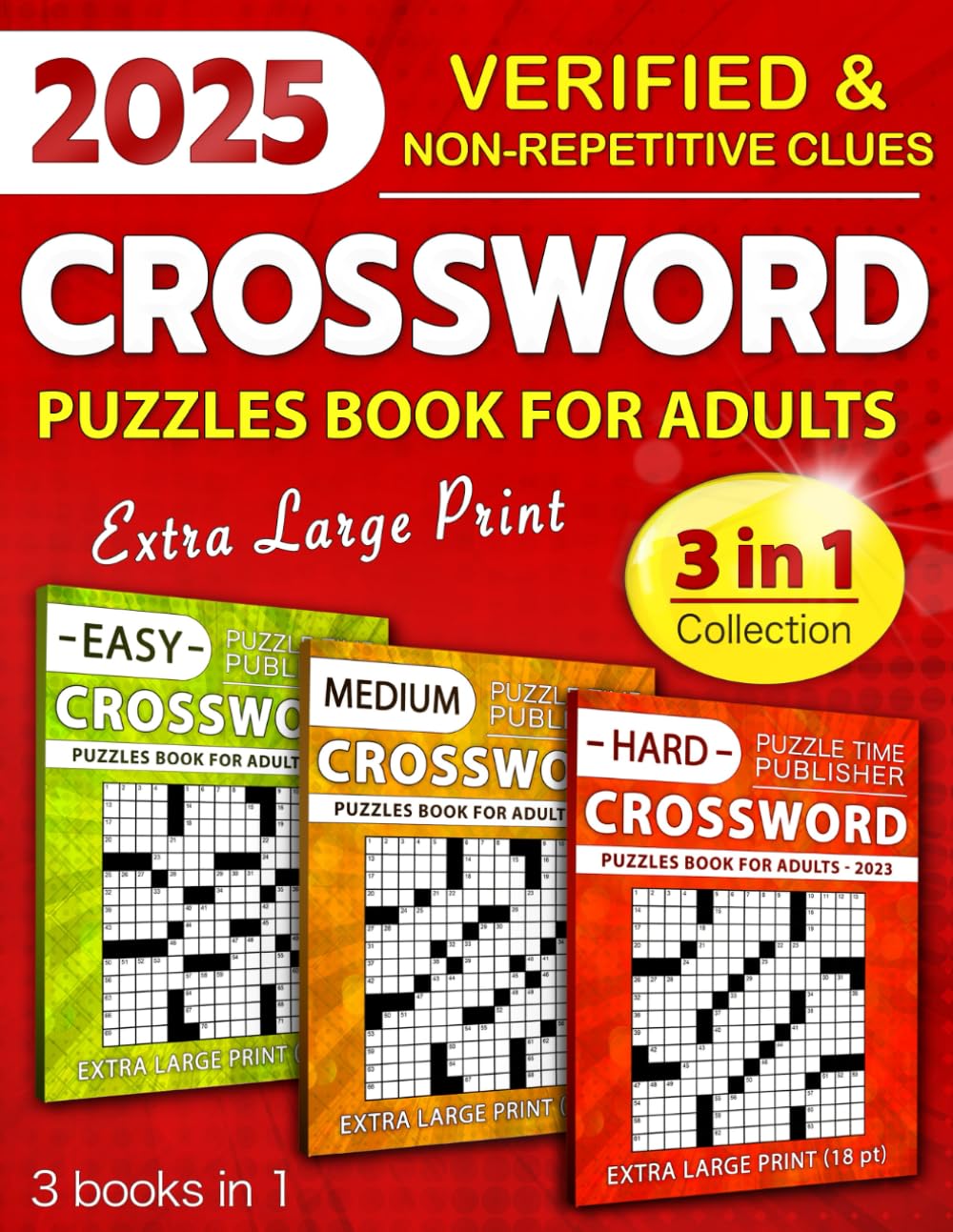 3 in 1 Collection Crossword Puzzles Book For Adults — used book cover
