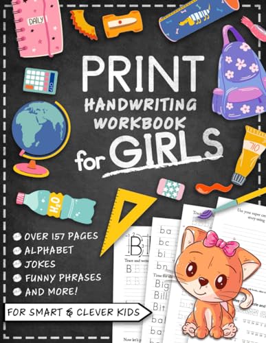 Print Handwriting Workbook for Kids with Jokes & Riddles for Girls — used book cover