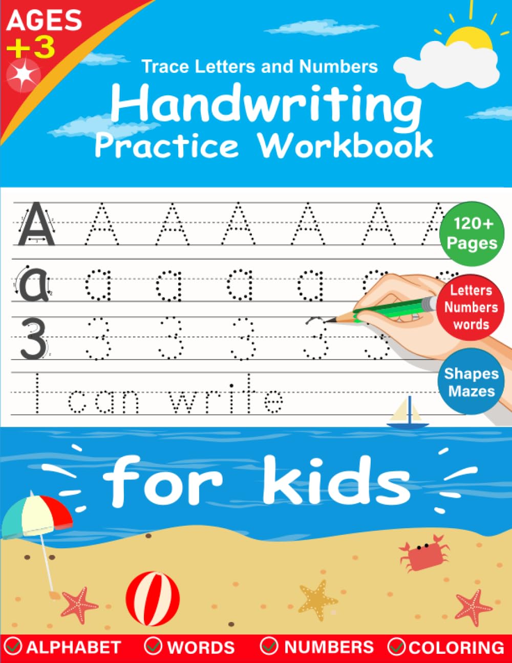 Trace Letters and Numbers: Handwriting Practice Workbook for Kids, A Fun Guide to Letters, Numbers, Shapes, and Mazes for Enhanced Learning and Focus