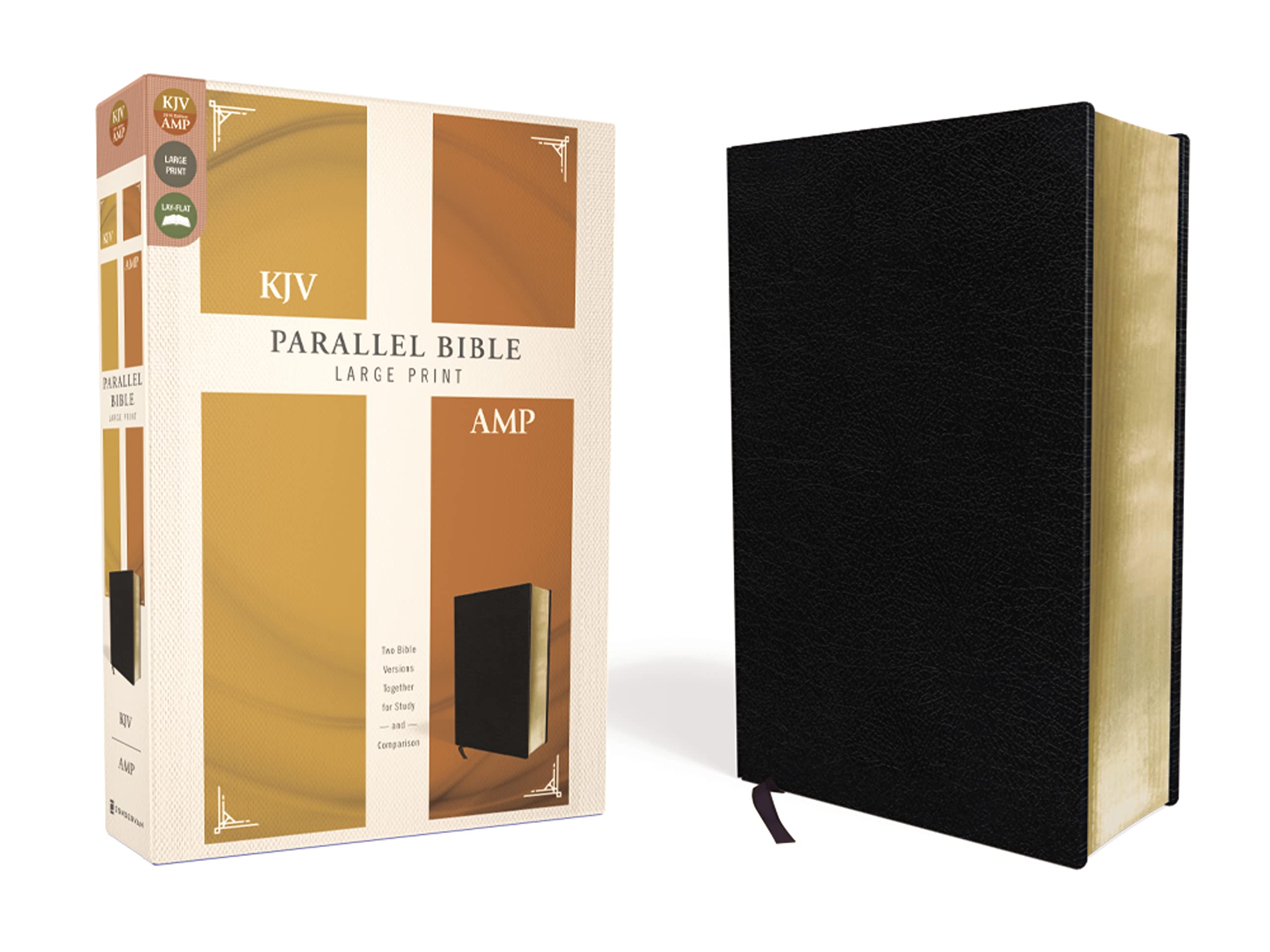 KJV, Amplified, Parallel Bible, Large Print, Bonded Leather, Black, Red Letter — used book cover