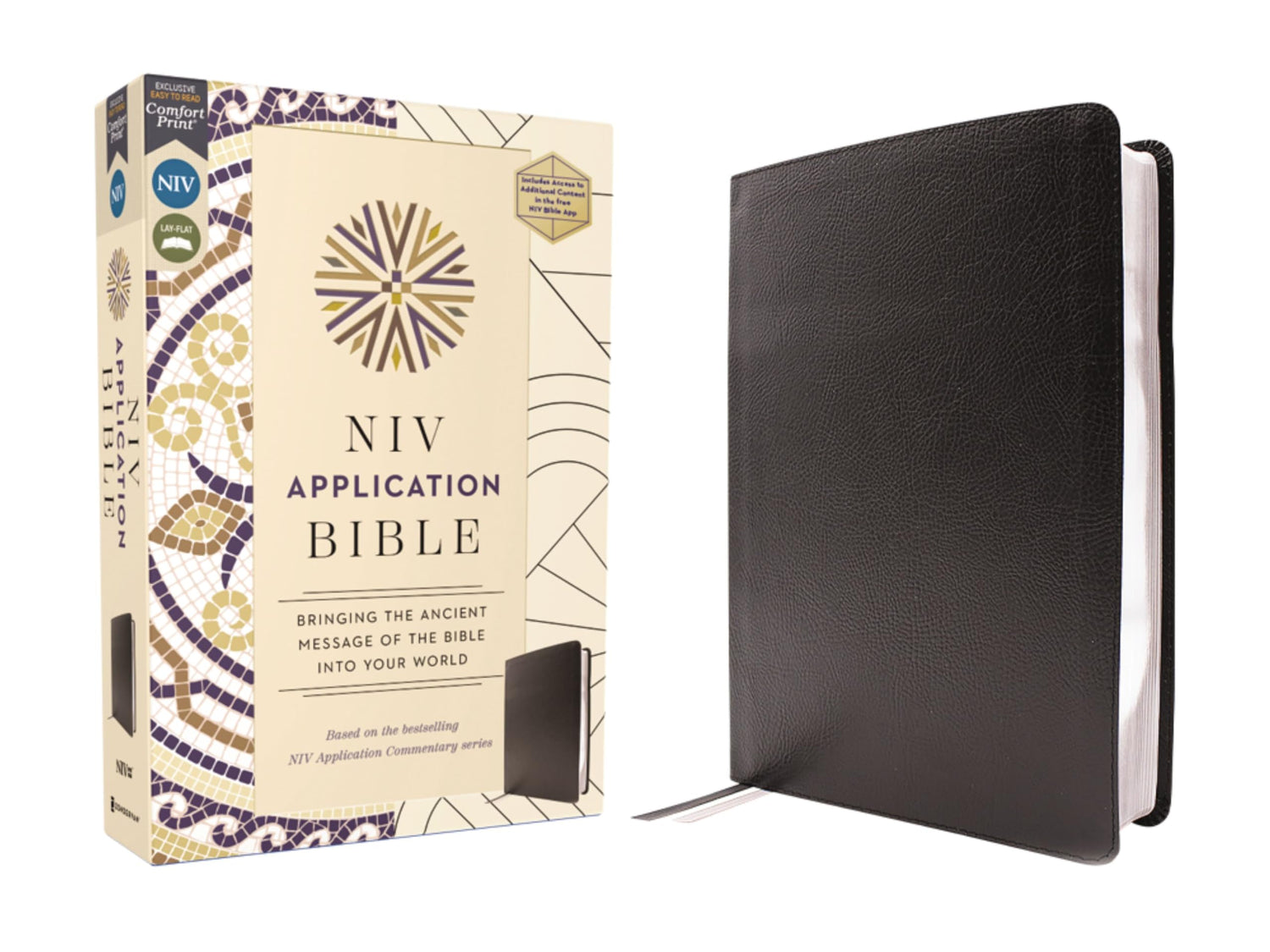 NIV Application Bible, European Bonded Leather, Black, Red Letter, Comfort Print — used book cover