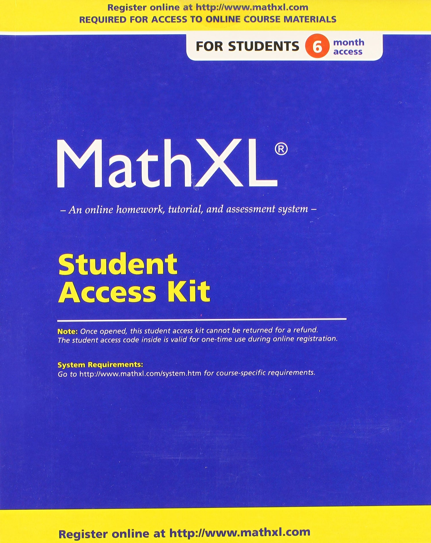 MathXL Standalone Access Card (6-month access)
