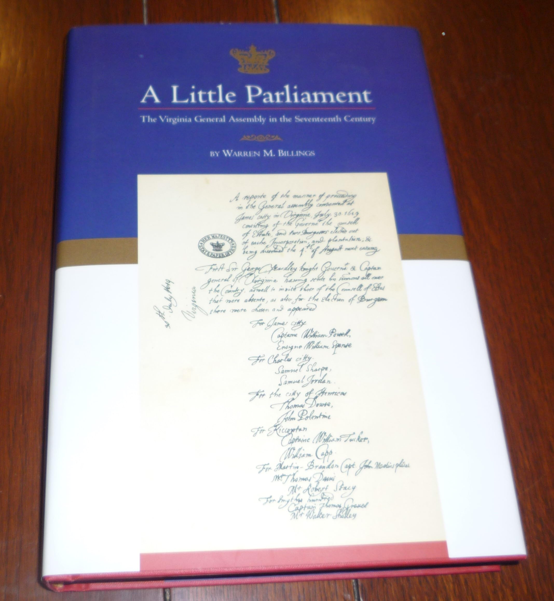 Little Parliament: The Virginia General Assembly in the Seventeenth Century — used book cover