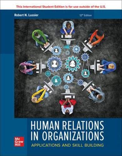 ISE Human Relations in Organizations — used book cover