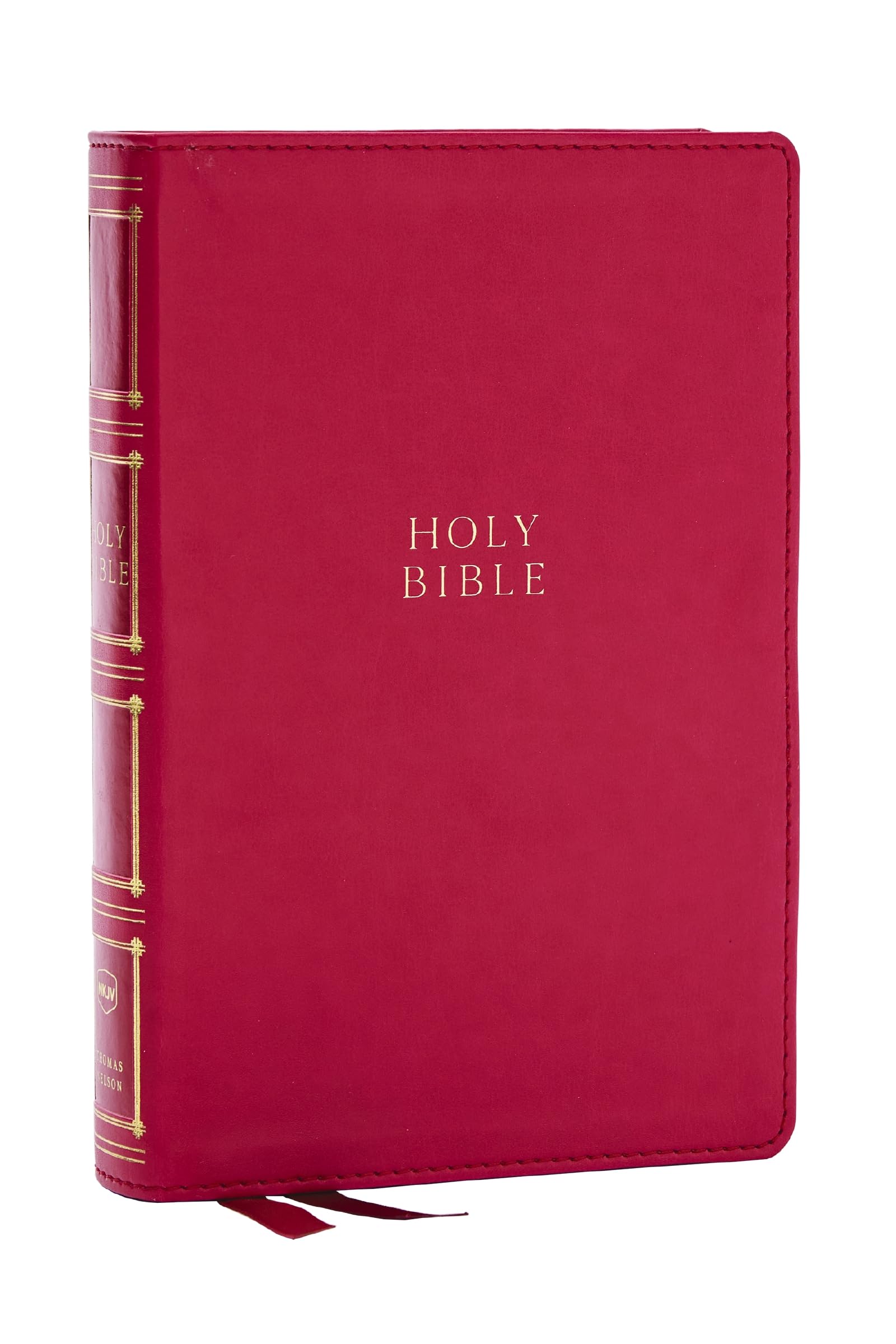NKJV, Compact Center-Column Reference Bible, Dark Rose Leathersoft, Red Letter, Comfort Print — used book cover