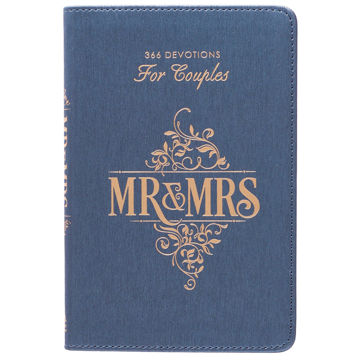 Mr. &amp; Mrs. 366 Devotions for Couples Enrich Your Marriage and Relationship Blue Faux Leather Flexcover Devotional Gift Book w/Ribbon Marker
