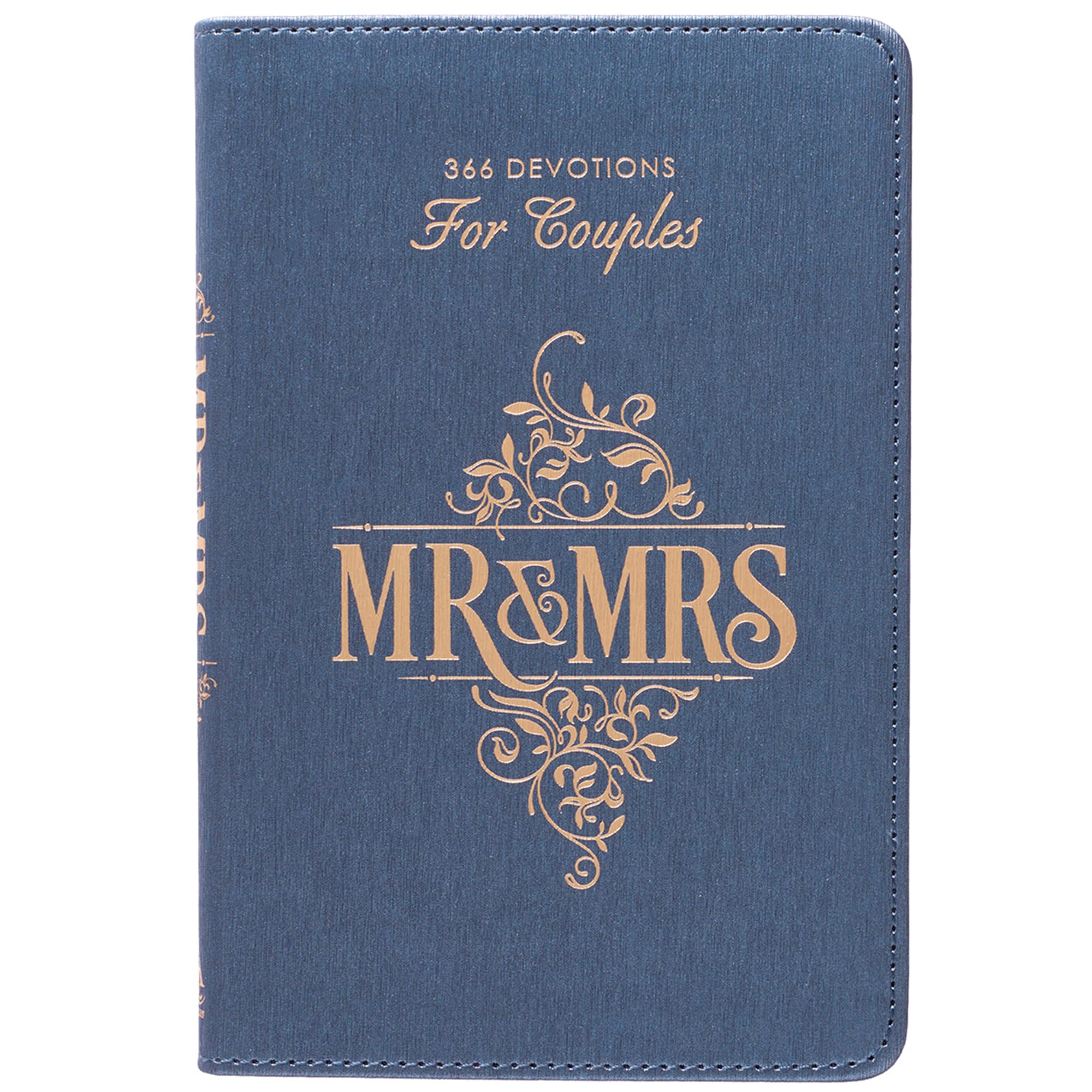 Mr. &amp; Mrs. 366 Devotions for Couples Enrich Your Marriage and Relationship Blue Faux Leather Flexcover Devotional Gift Book w/Ribbon Marker
