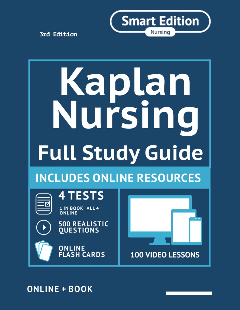 KNAT Full Study Guide: Smart Edition Academy Kaplan Nursing Entrance Exam Study Manual with 4 Full Length Practice Tests + 500 Realistic Questions + ... + Online videos + Online Flashcards
