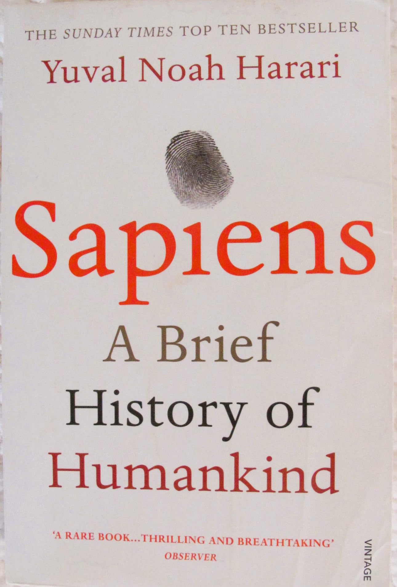 By Yuval Noah Harari Sapiens A Brief History of Humankind Paperback - 30 April 2015 — used book cover