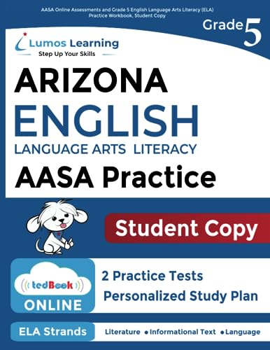 AASA Online Assessments and Grade 5 English Language Arts Literacy (ELA) Practice Workbook, Student Copy — used book cover
