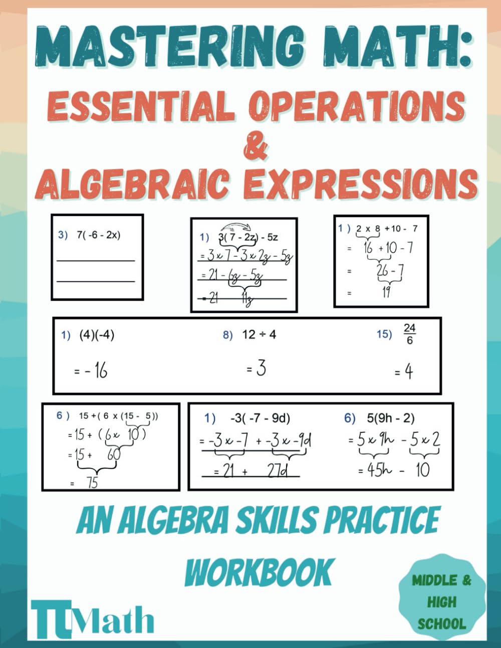 PI MATH - Mastering Math, An Algebra Skills Practice Workbook, Essential Operations and Algebraic Expressions — used book cover
