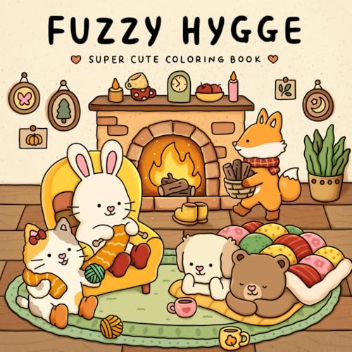 Fuzzy Hygge: Cute and Cozy Coloring Book for Adults &amp; Teens Featuring Adorable Animals Characters for Stress Relief — used book cover