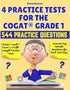 4 Practice Tests for the COGAT Grade 1 — used book cover