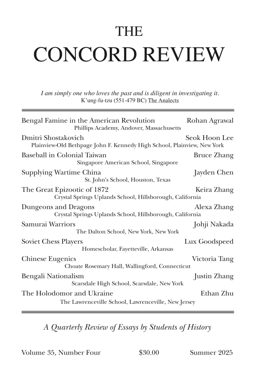 The Concord Review: V35, No. 4, Summer