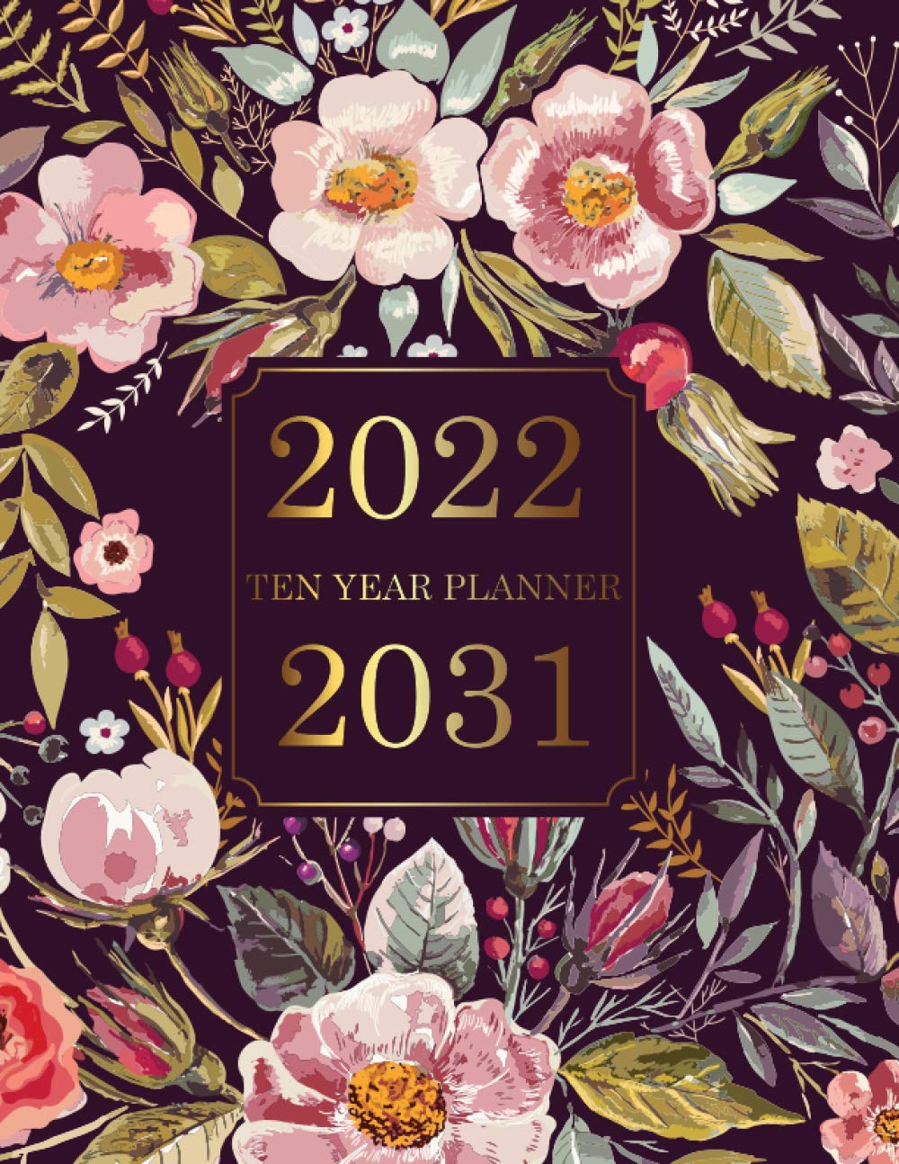 2022-2031 Ten Year Planner: Vintage Flower Cover | 10 Year Monthly, 120 Months Calendar and Appointment Notebook, Agenda Schedule Organizer Logbook With Habit Tracker