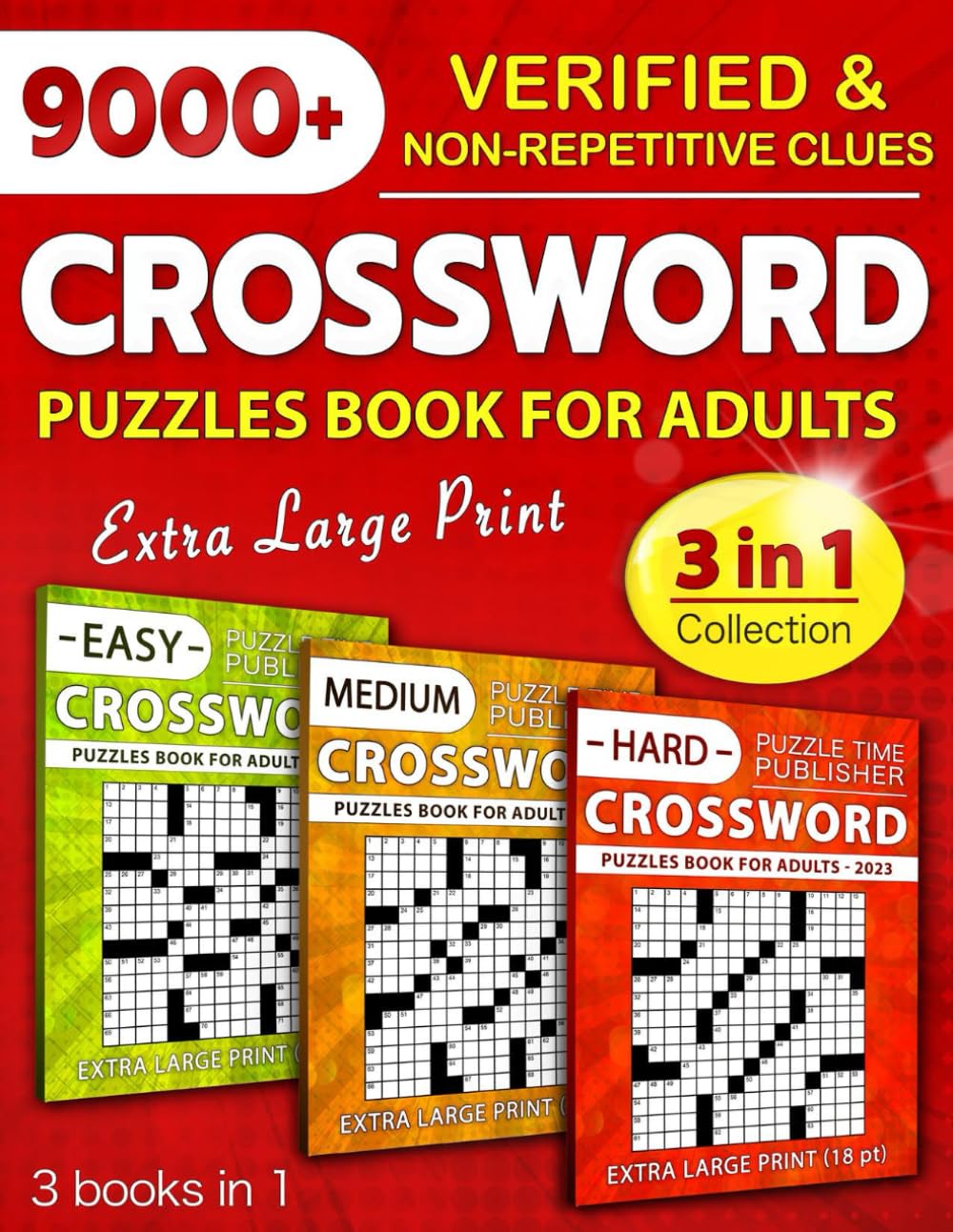 3 in 1 Collection Crossword Puzzles Book For Adults — used book cover